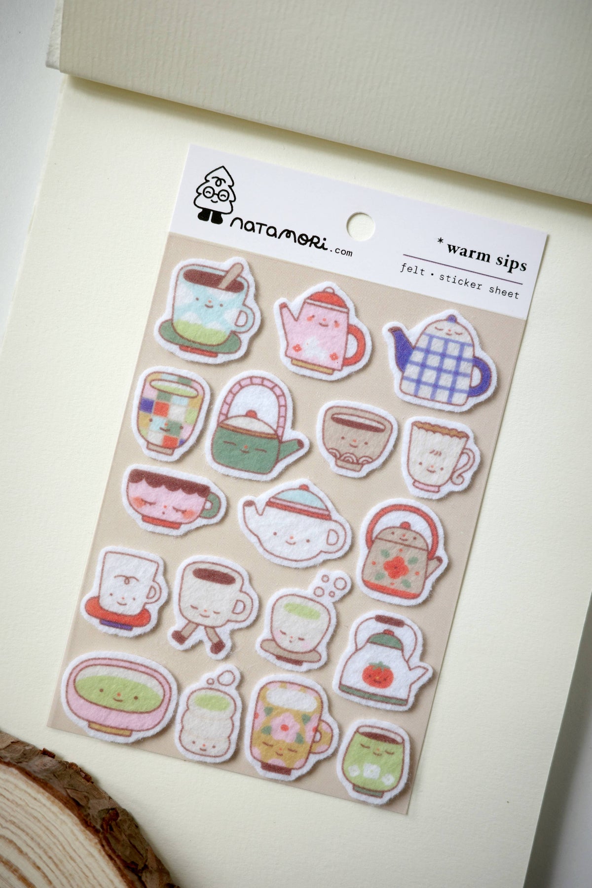 Warm sips - felt sticker sheet