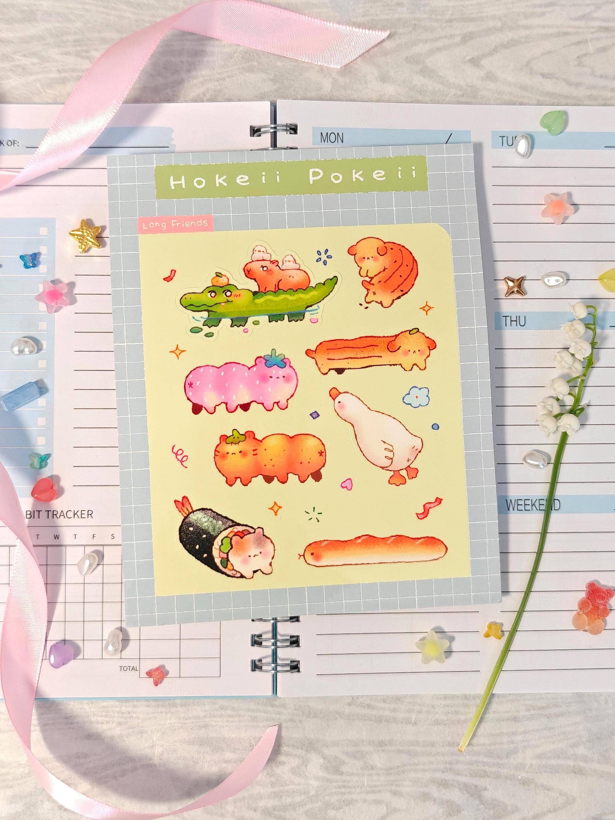 Feuille D'Autocollants Transparent 'Long Friends'