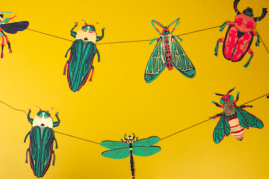 Insects Screen Printed and Sewn Garland