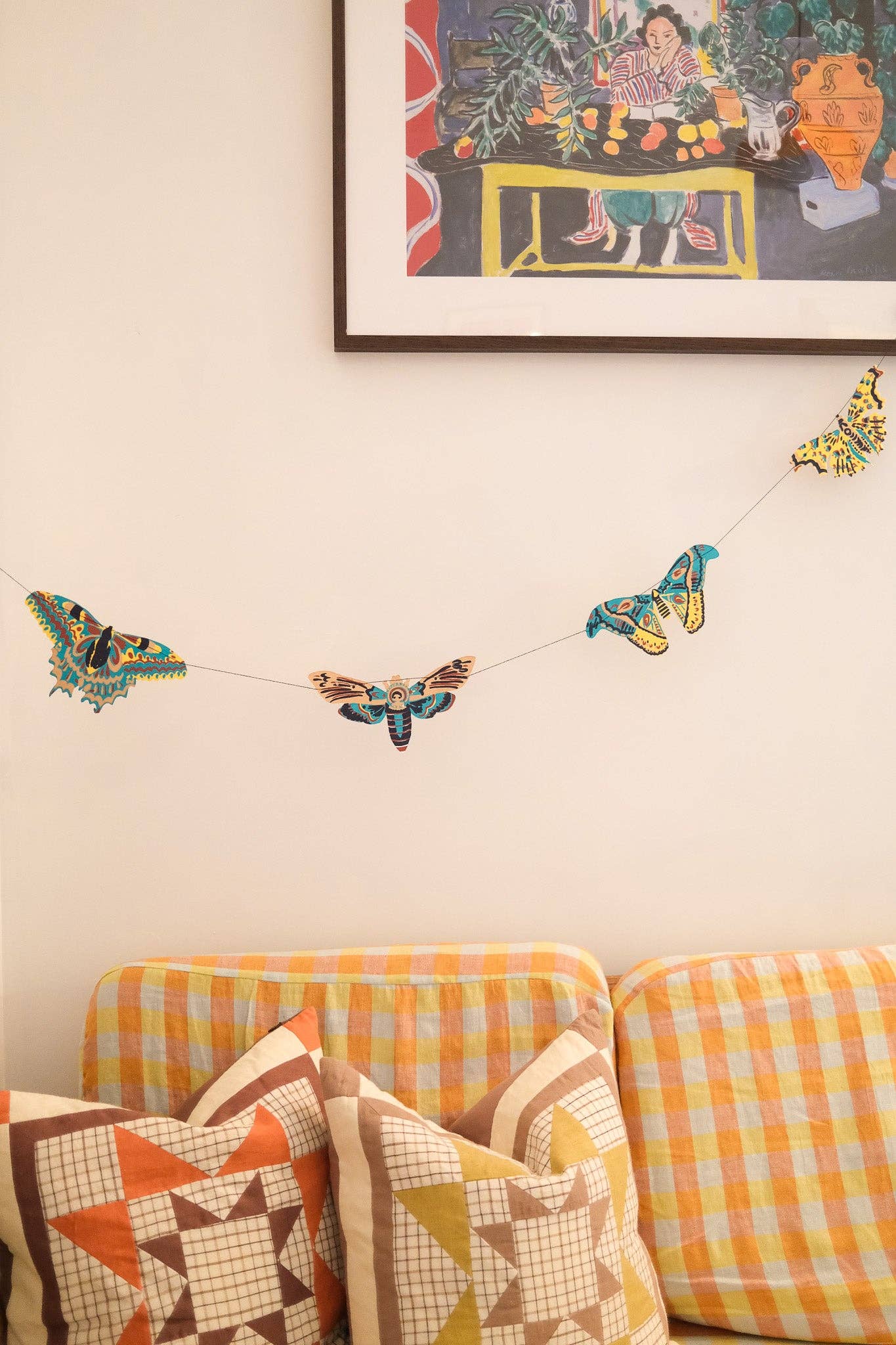 Moths Screen Printed and Sewn Garland