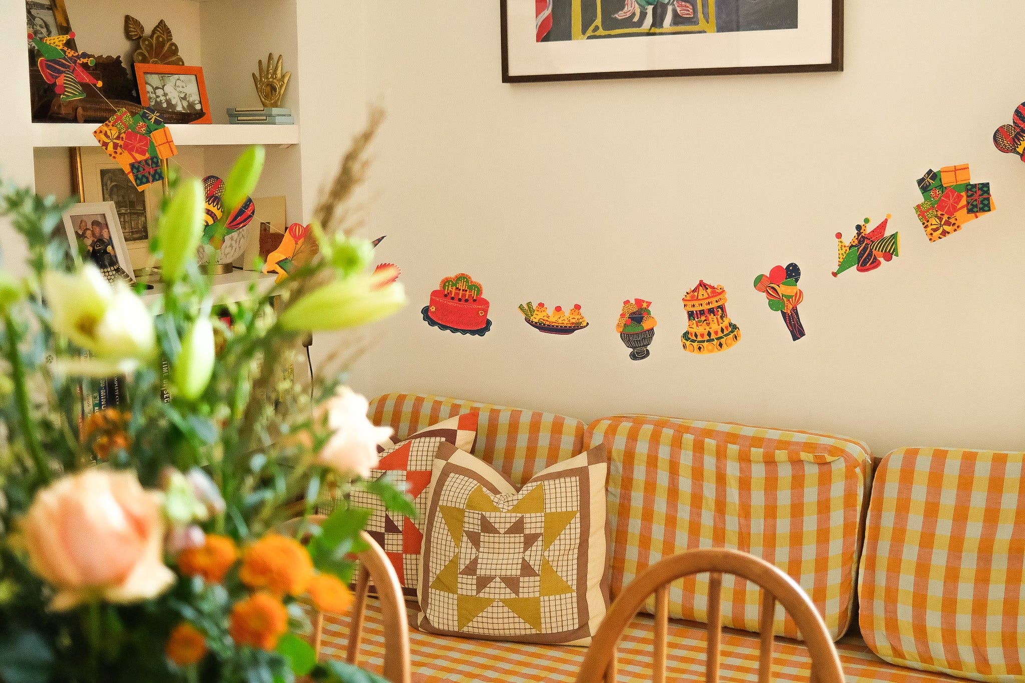 Birthday Party Screen Printed and Sewn Garland