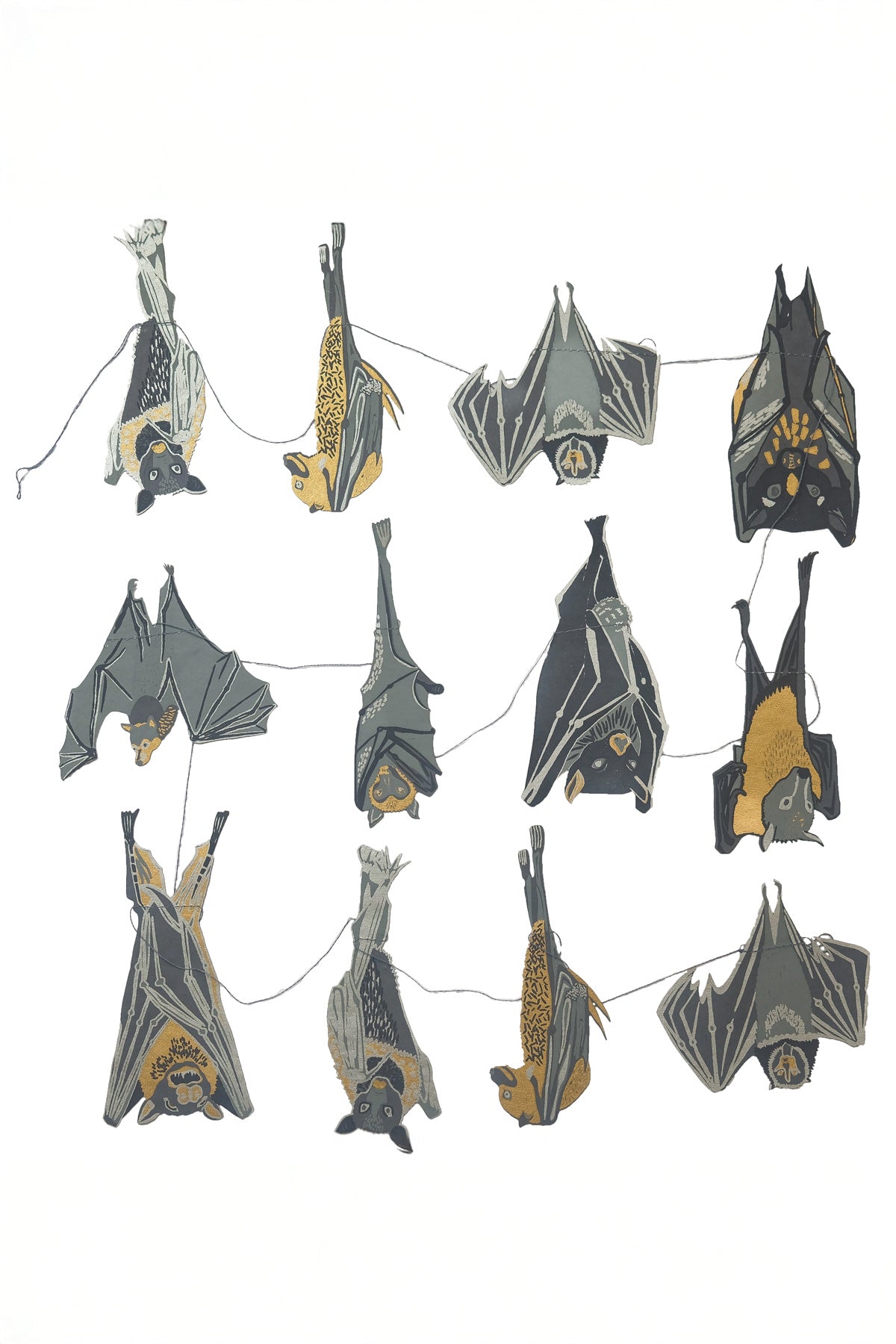 Bats Screen Printed and Sewn Garland
