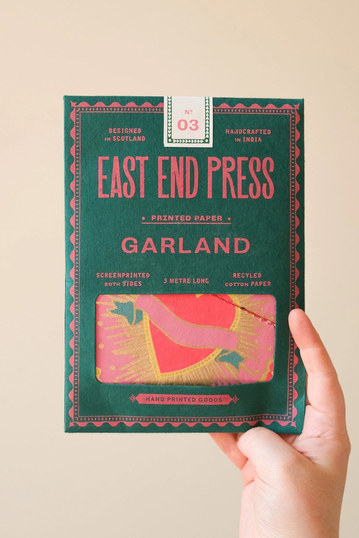 Hearts Screen Printed and Sewn Garland