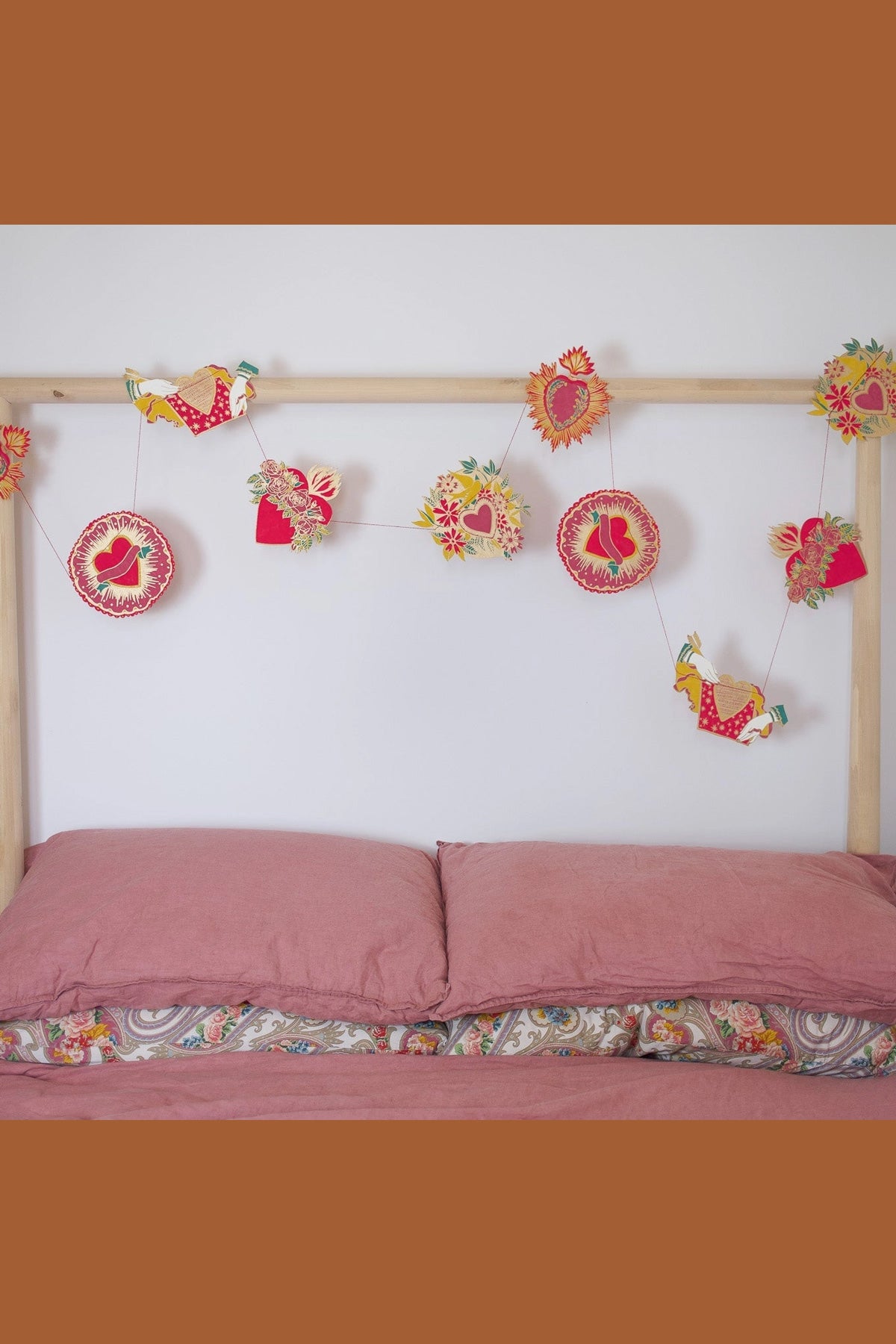 Hearts Screen Printed and Sewn Garland