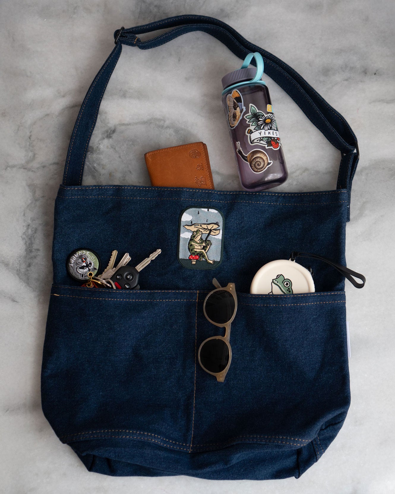 Patched Denim Pocket Tote - Pick Your Patch