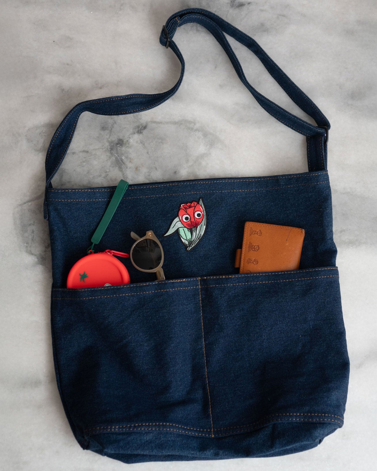 Patched Denim Pocket Tote - Pick Your Patch