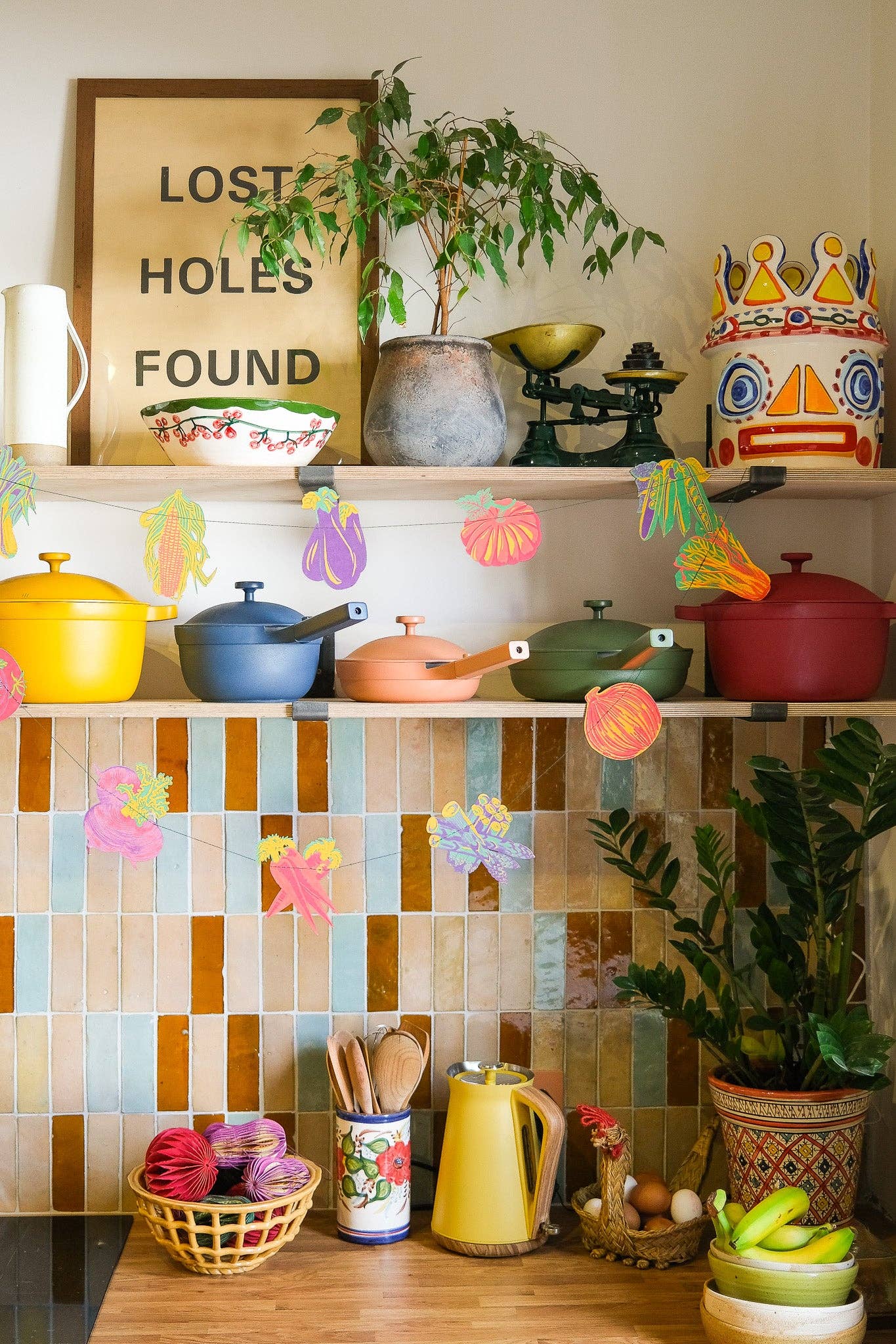 Vegetables Screen Printed and Sewn Garland