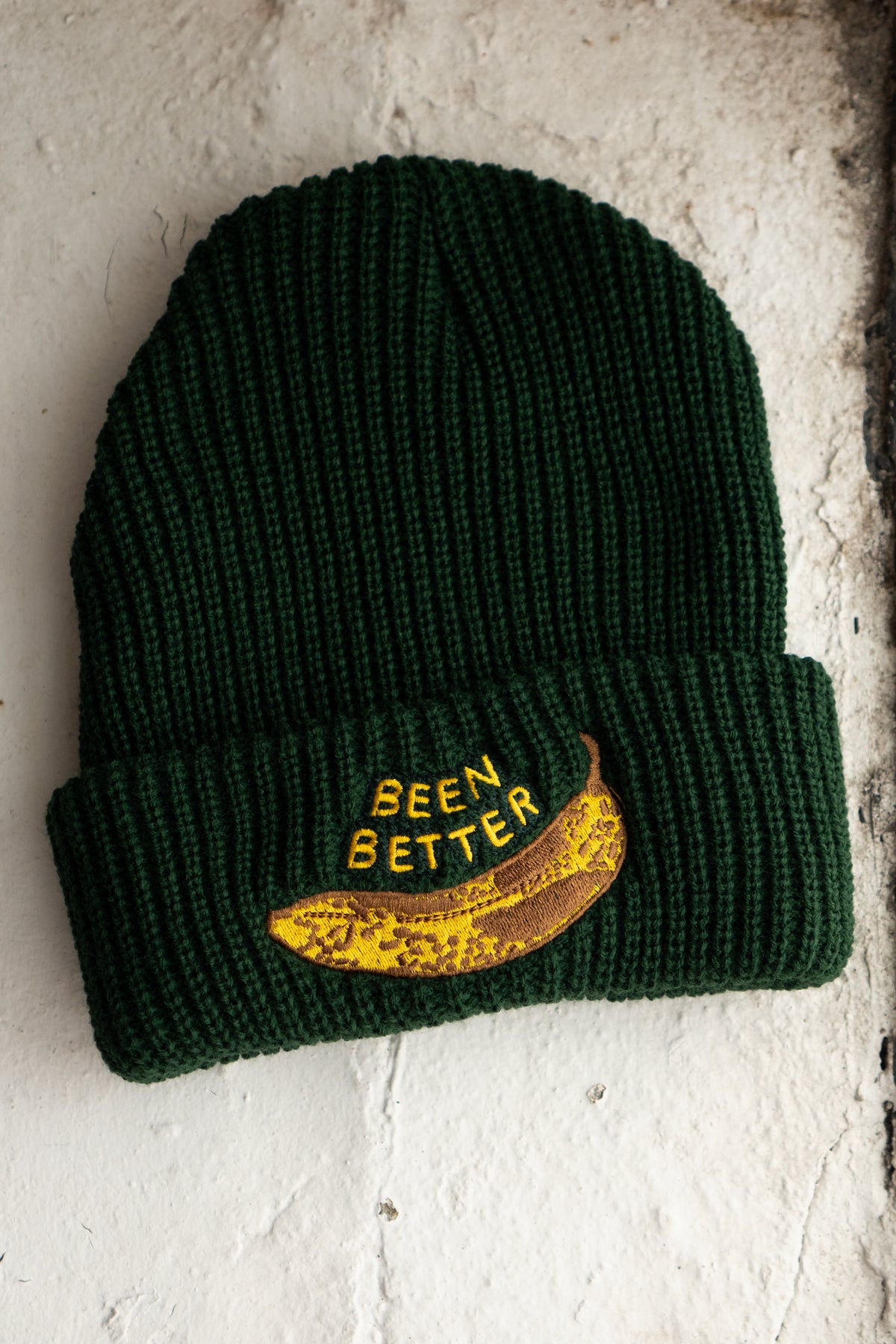 Been Better (Banana) Shaker Stitch Beanie | Bottle Green