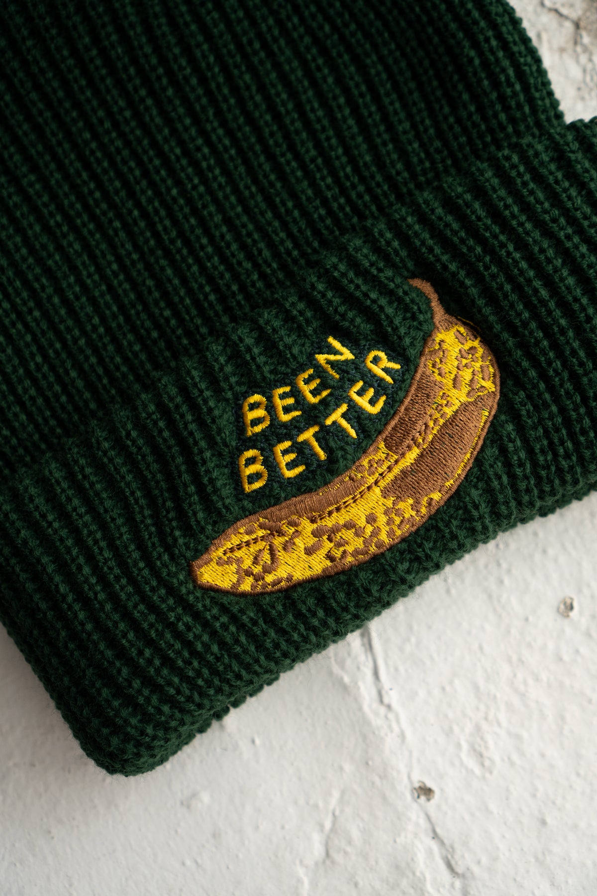 Been Better (Banana) Shaker Stitch Beanie | Bottle Green
