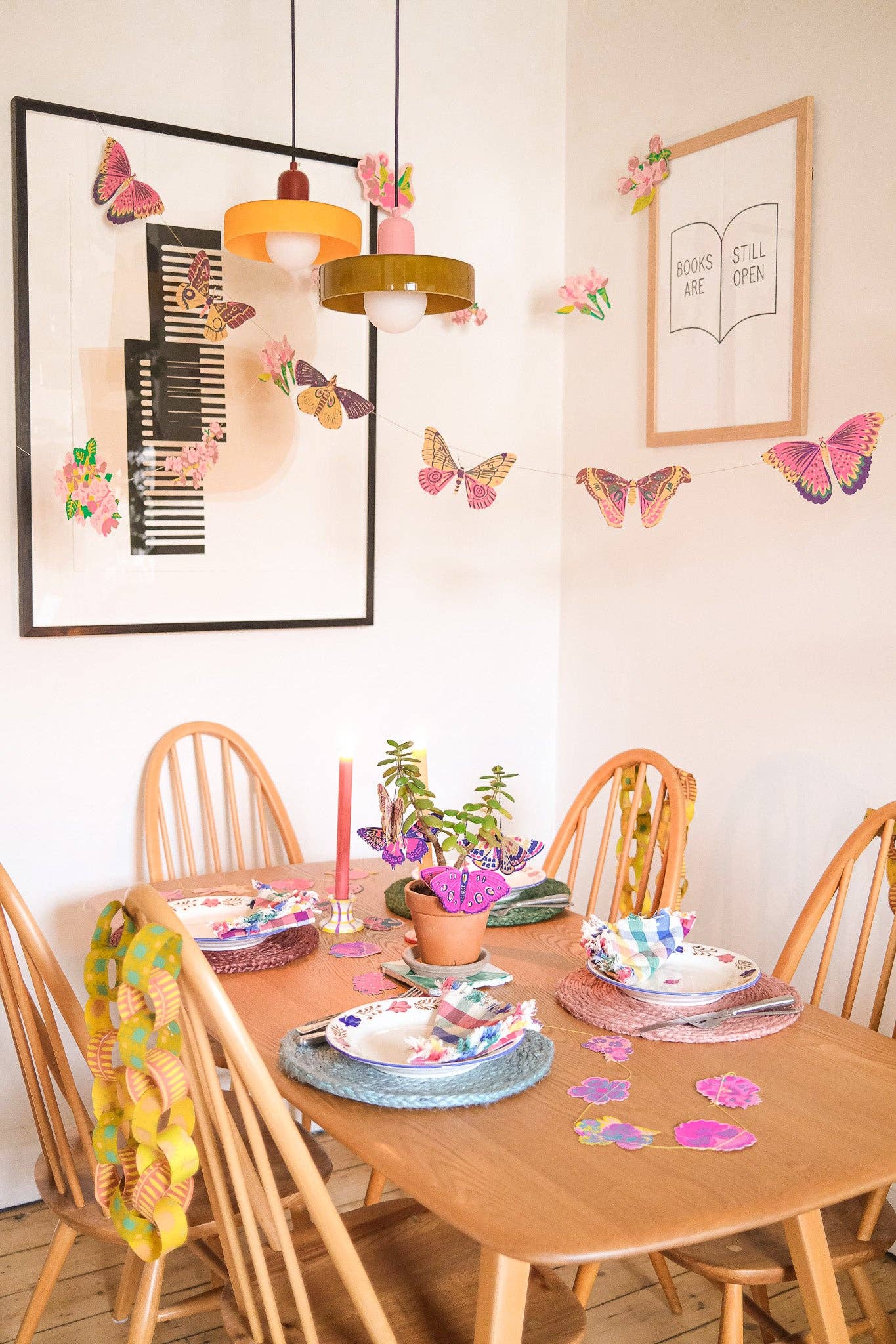 Colourful Butterflies Screen Printed and Sewn Garland