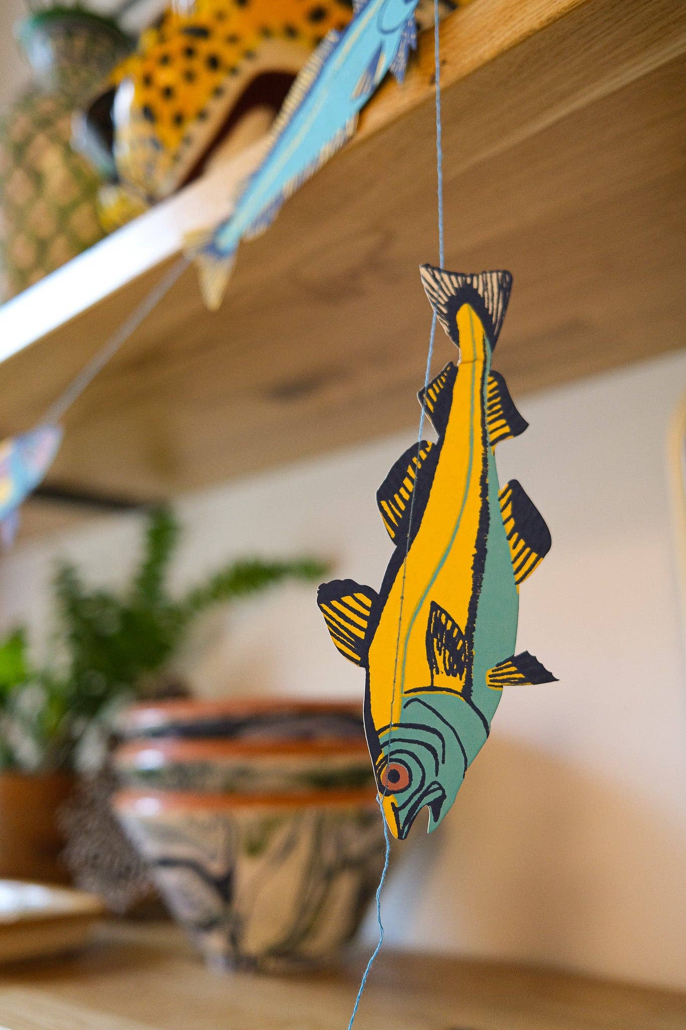 Fishes Screen Printed and Sewn Garland