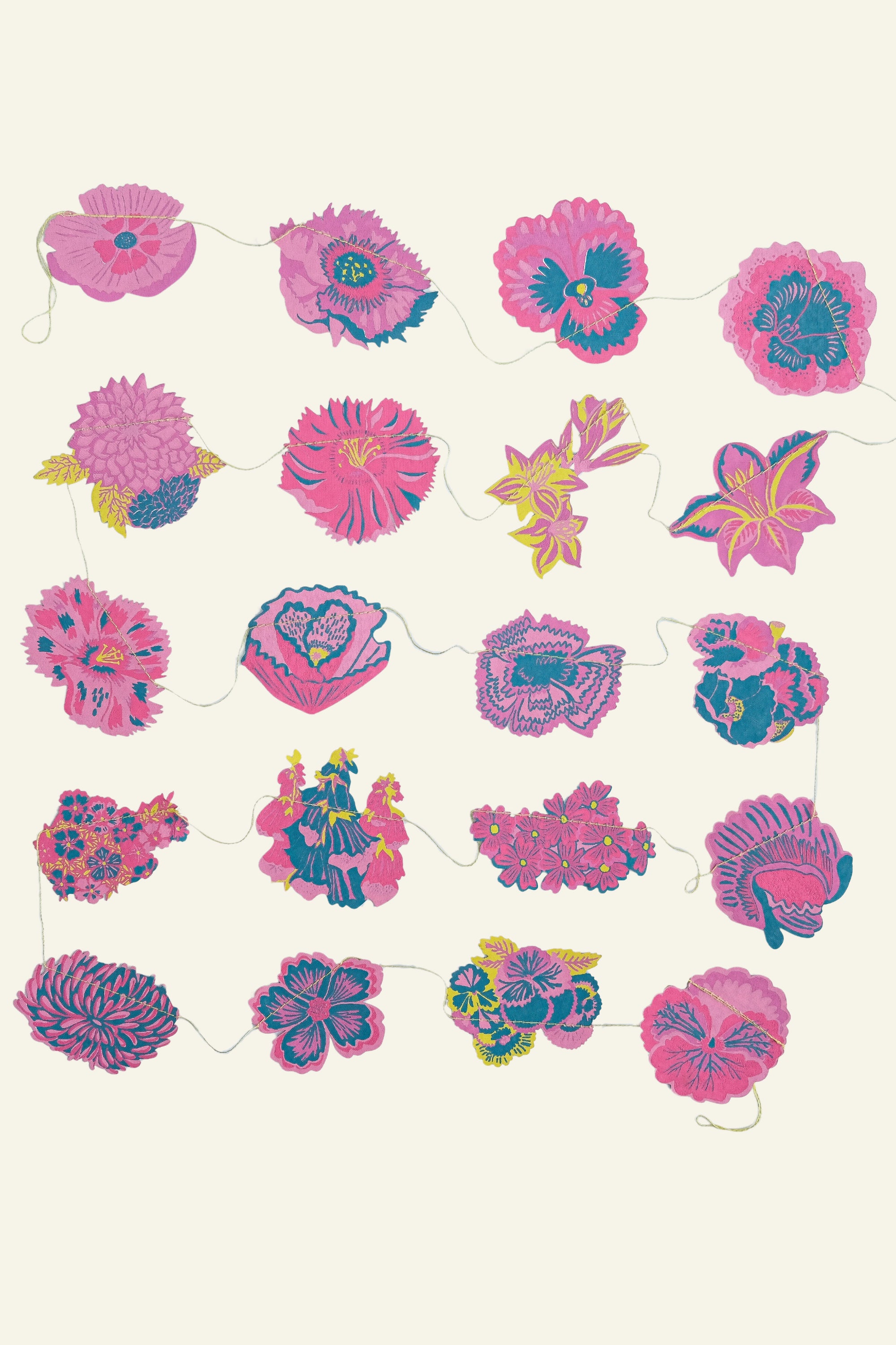 Summer Garden Screen Printed and Sewn Garland