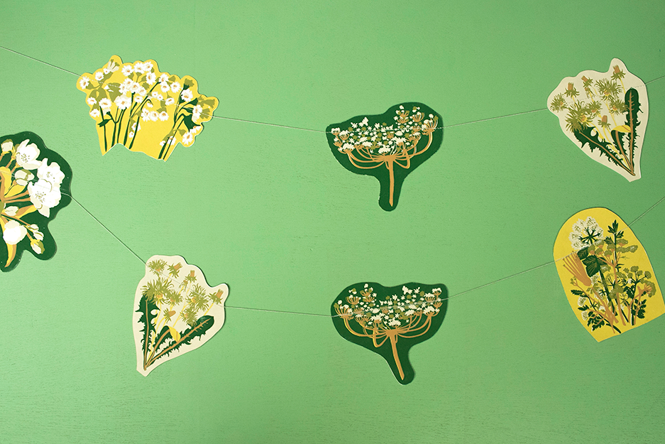 Spring Blooms Screen Printed and Sewn Garland