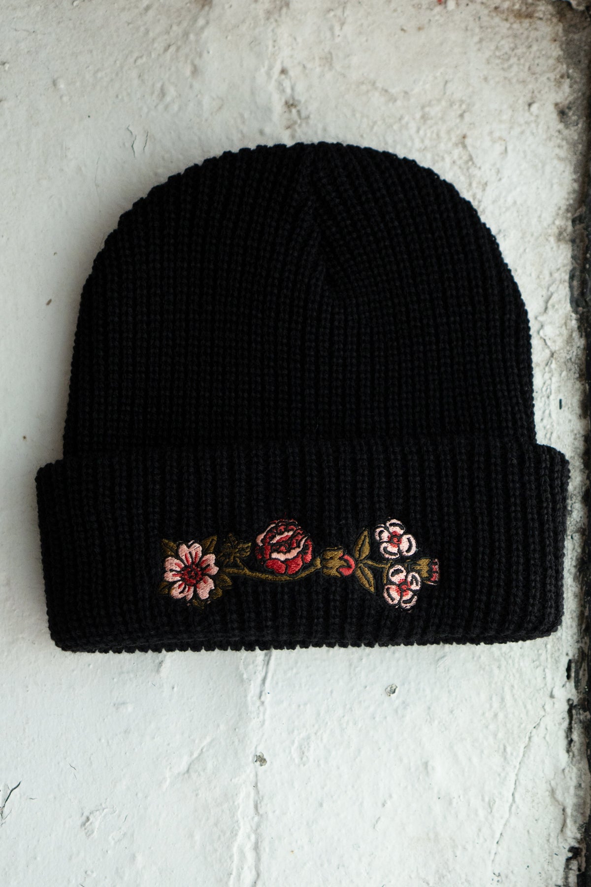 Tuque en tricot shaker 'Flower Chain' | Noir