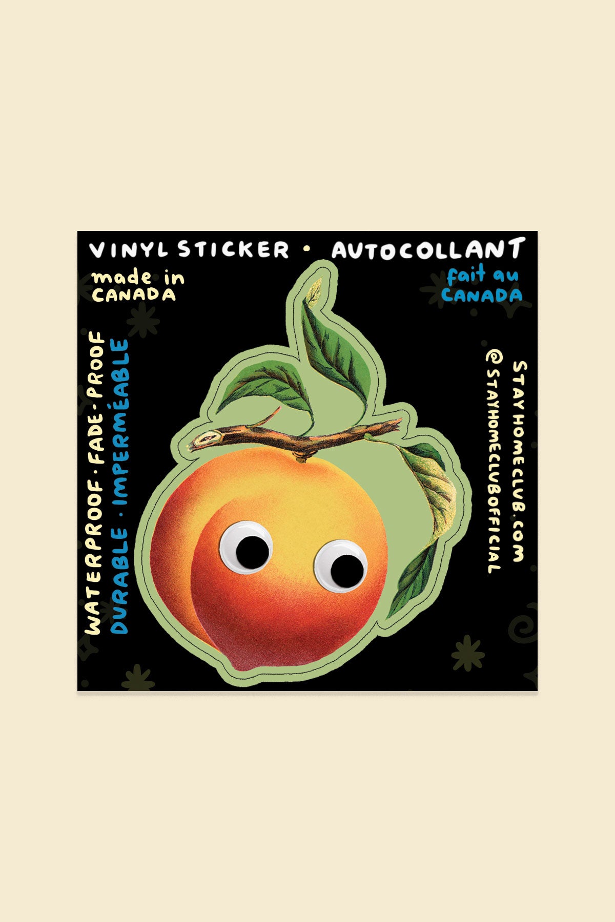 Googly Peach Vinyl Sticker