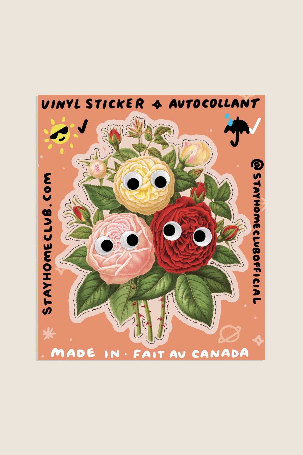 Googly Roses Vinyl Sticker