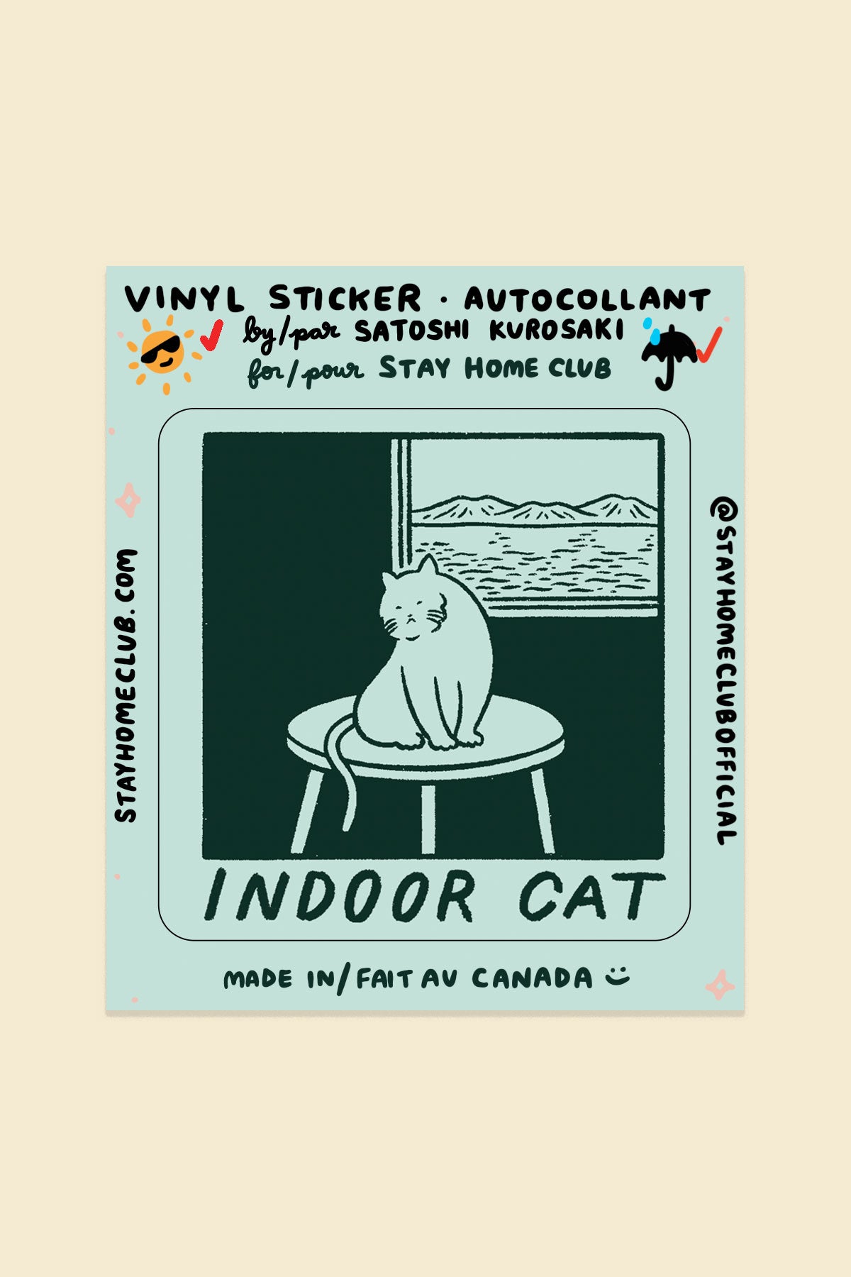 Indoor Cat (Satoshi) Vinyl Sticker