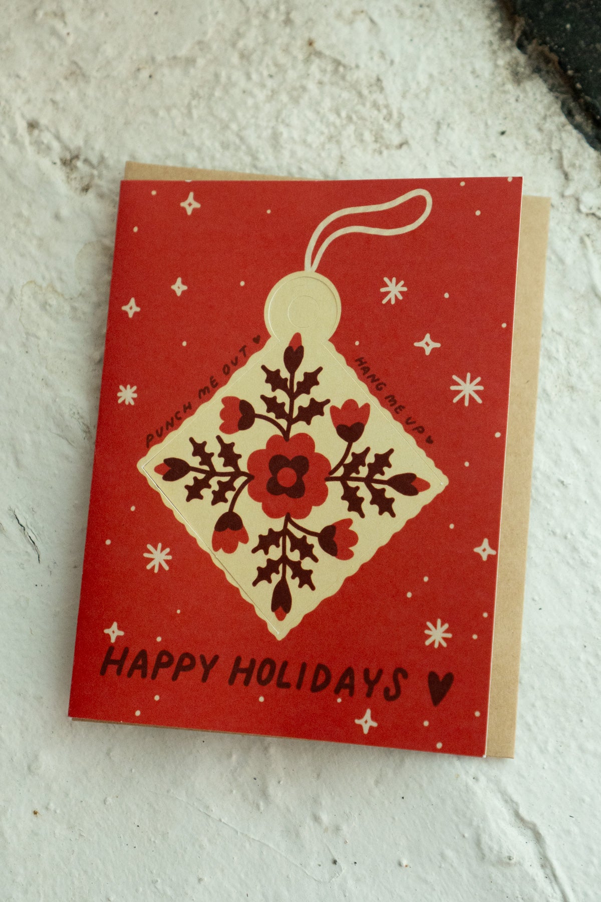 Holiday Quilt Block - Punch-Out Ornament Card