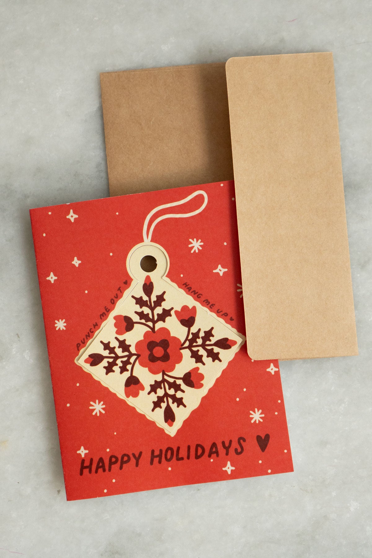 Holiday Quilt Block - Punch-Out Ornament Card