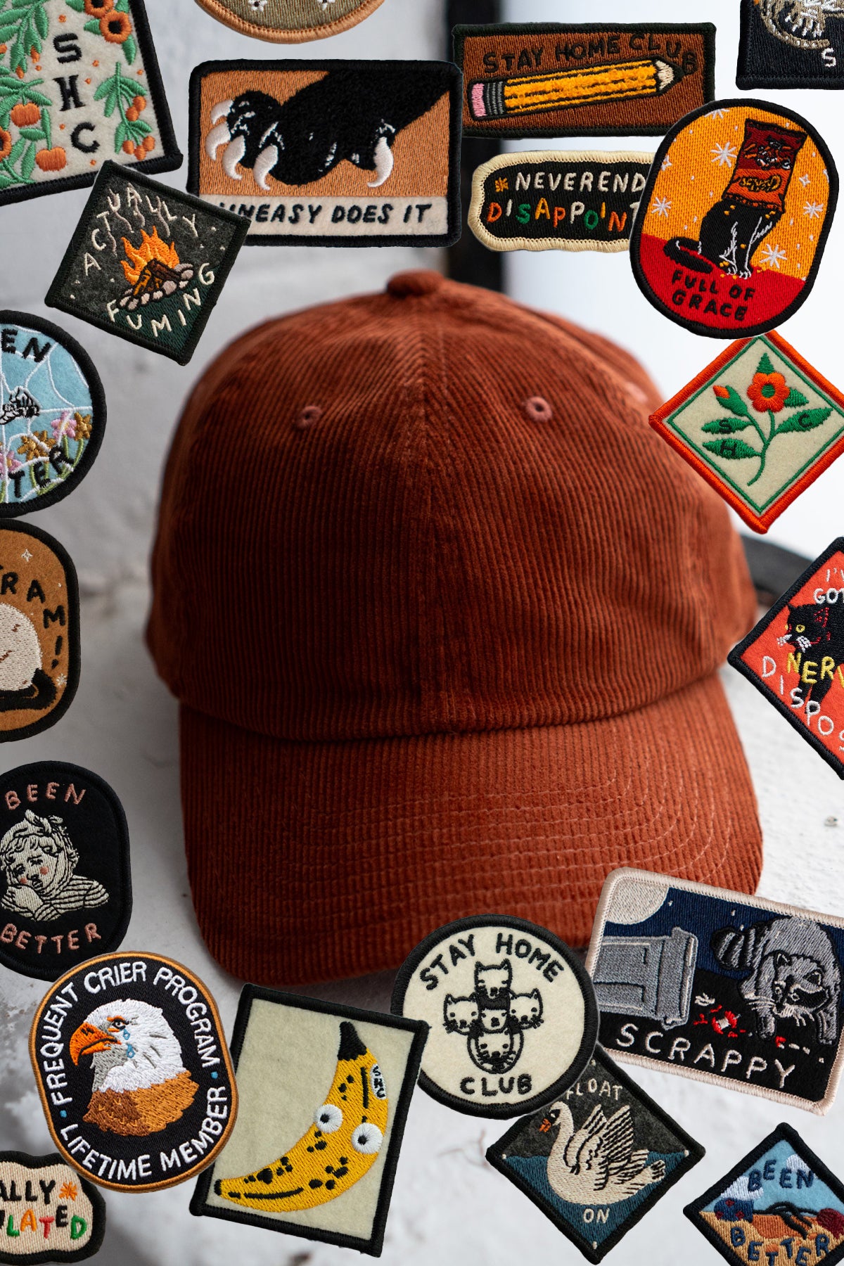 Patched Corduroy Hat - Pick Your Patch - Rust
